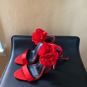 Red heels with flower